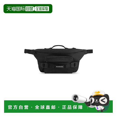 自营欧洲直邮Balenciaga巴黎世家 Army男士黑色logo贴布大号腰包