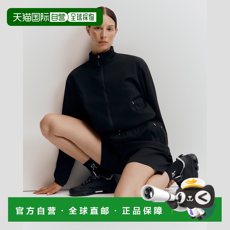 自营欧洲直邮ON昂跑 Track系列女士黑色聚酯纤维可调节抽绳外套