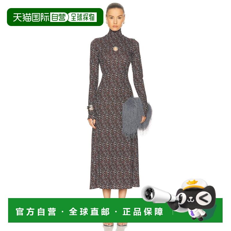 1h可退 香港直邮Rabanne 女士 Volume 柔软高领长款连衣裙 25HJRO