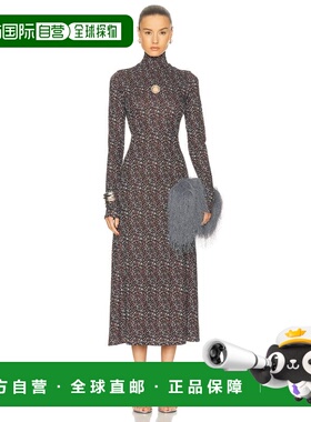 1h可退 香港直邮Rabanne 女士 Volume 柔软高领长款连衣裙 25HJRO