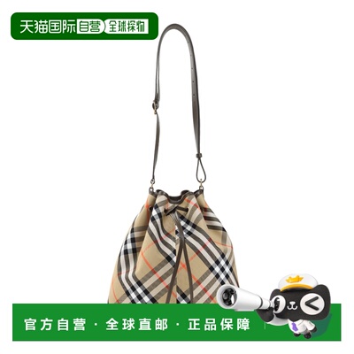 1h可退 香港直邮Burberry 巴宝莉 女士 中号抽绳水桶型肩包 80938