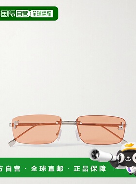 1h可退 香港直邮Fendi 芬迪 女士 First 矩形框水晶装饰镀银太阳