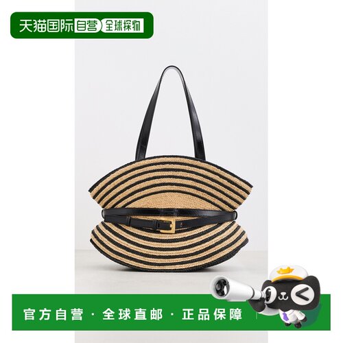 香港直邮Balmain 巴尔曼 女士 Shuffle 中号拉菲草编织单肩包包包