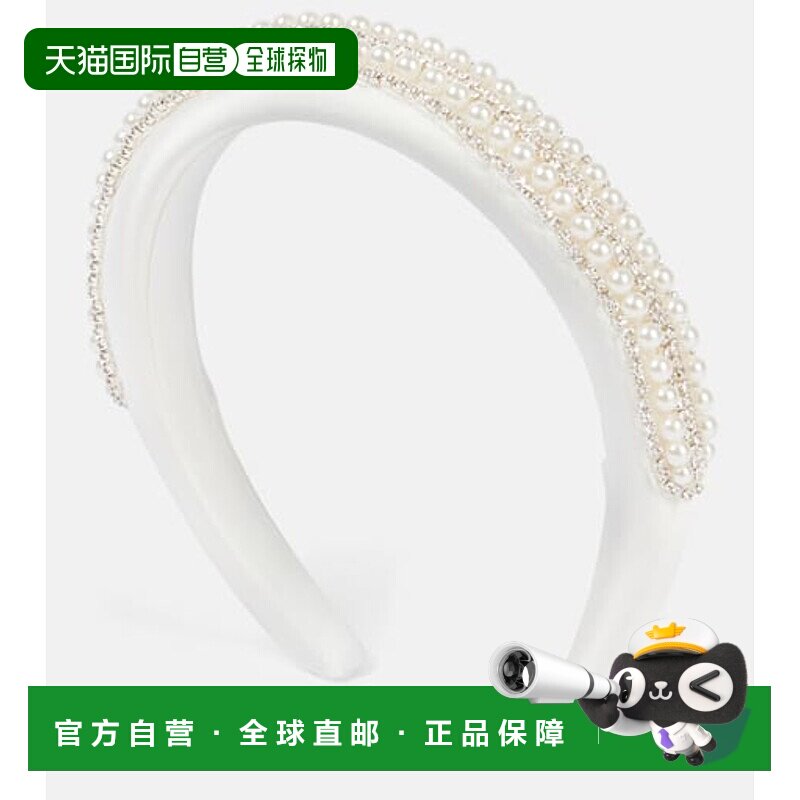 1h可退 香港直邮Self-Portrait 女士 精饰绸缎头带 white白色 舒