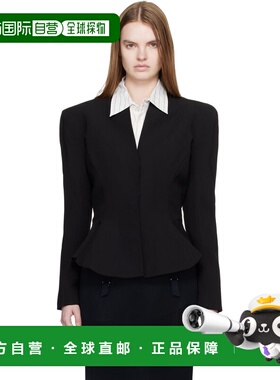 1h可退 香港直邮Mugler 穆勒 女士 黑色 Flared Wool 夹克 25F1VE