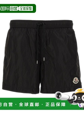 1h可退 香港直邮Moncler 盟可睐 男士 標誌貼片抽繩泳褲 K20912C0