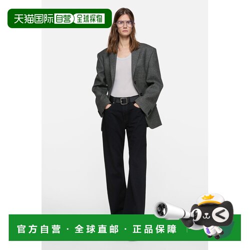 自营欧洲直邮Acne Studios 2021F女士黑色棉质直筒牛仔裤