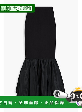 香港直邮Staud 女士 Hawthorne 沟纹针织拼接塔夫绸长款半身裙 R2