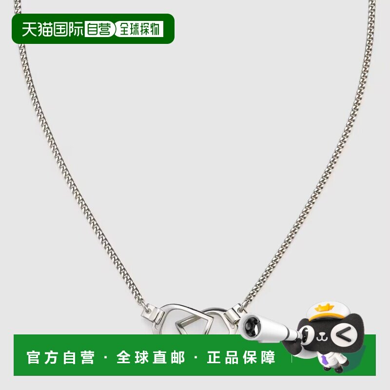 自营欧洲直邮Gucci/古驰 Staffa系列银色925银交织马镫吊坠项链