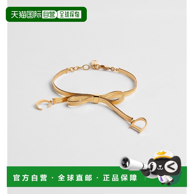 自营1h可退 欧洲直邮Dior迪奥 CD Ribbon女士金色金属手链