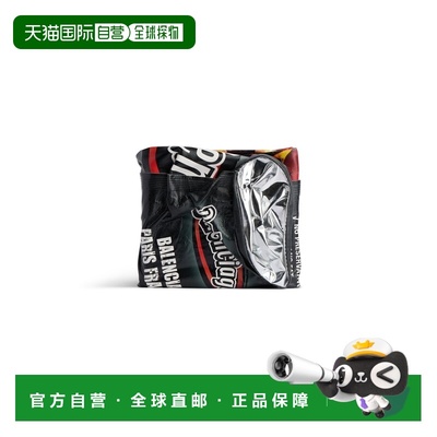 自营欧洲直邮Balenciaga巴黎世家 Chips男士黑色小牛皮薯片图案钱