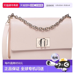 欧洲直邮Furla芙拉女士皮革斜挎单肩包金属链条翻盖百搭防水通勤
