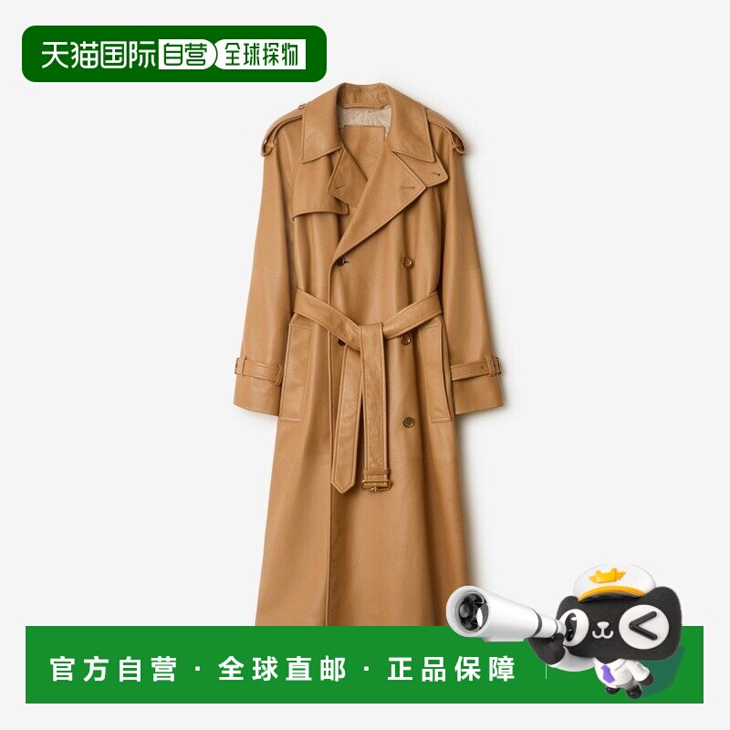 自营欧洲直邮Burberry博柏利 Heritage系列女士豆沙粉红羔羊皮长T