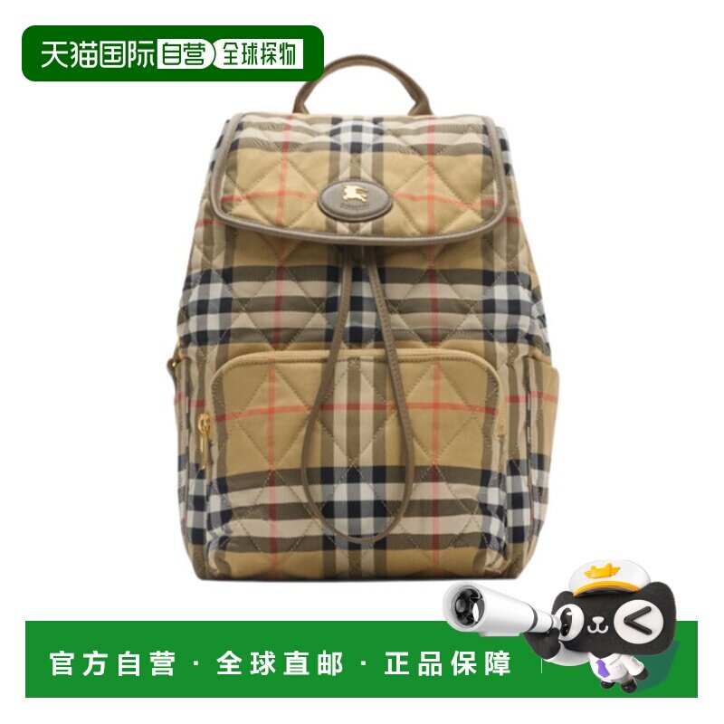 1h可退 香港直邮BURBERRY/博柏利 女士 Horseshoe 格纹双肩包 26S