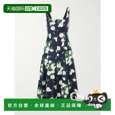 1h可退 美国直邮CAROLINA HERRERA 女士 印花罗缎中长连衣裙 E261