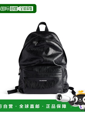 自营欧洲直邮Balenciaga巴黎世家 Explorer男士黑色logo标识双肩