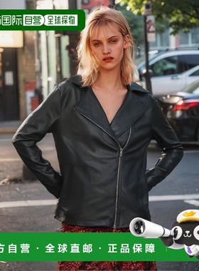 香港直邮Emporio Armani 拉链机车皮夹克 0NB10P02P15