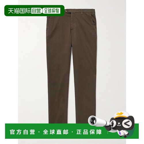 香港直邮1h可退 Canali 康钠丽 男士 修身锥形棉混纺斜纹布裤子 P