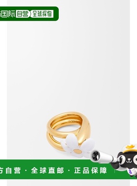 自营1h可退 欧洲直邮LOEWE/罗意威 女士金色/白色纯银/珐琅戒指