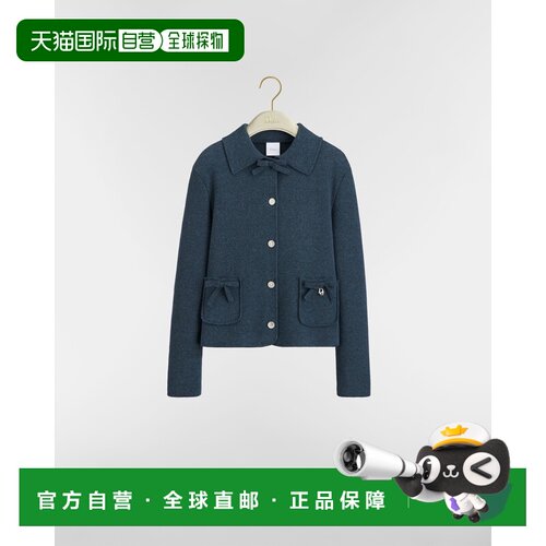 自营欧洲直邮Dior迪奥 女士海军蓝棉混纺长袖直筒【付后1h可退】