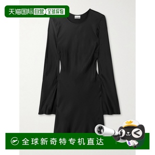 香港直邮GANNI 女士 1h可退 甘尼 black黑 缎面迷你连衣裙 F9656