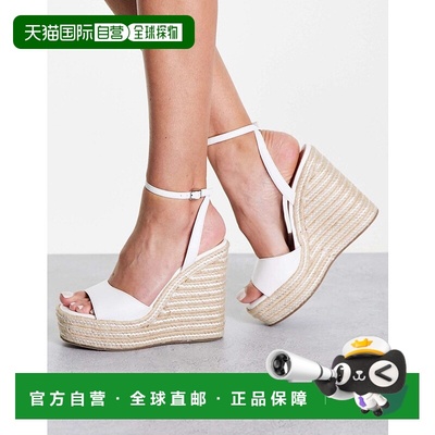 1h可退 香港直邮ASOS 女士 Tasha 设计麻底坡跟鞋(白色)