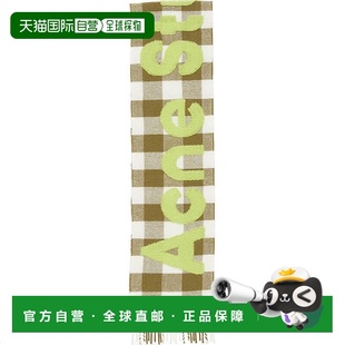 自营欧洲直邮ACNE STUDIO24年款 男女通用卡其色羊毛LOGO徽标格纹