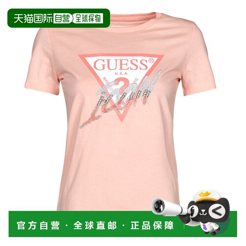欧洲直邮Guess 女衣服 短袖T恤衫 玫瑰色 春夏 SS CN ICON TEE