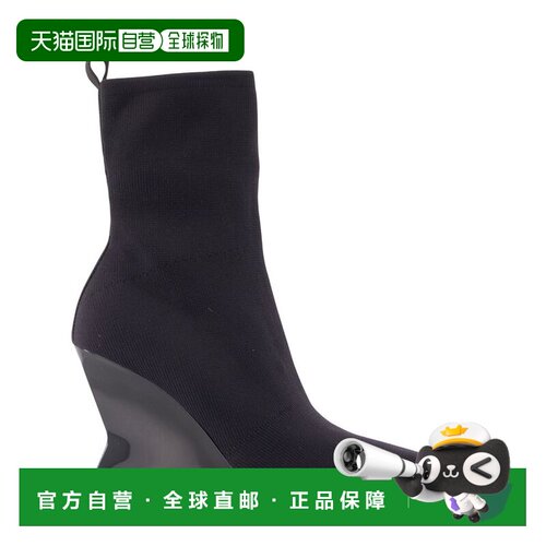 香港直邮Balmain 巴尔曼 女士 坡跟棉黑色短靴 HN1TE202TKNI
