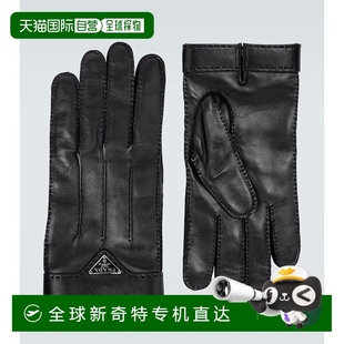 香港直邮Prada 男士 1h可退 普拉达 舒 带Logo皮革手套 black黑色