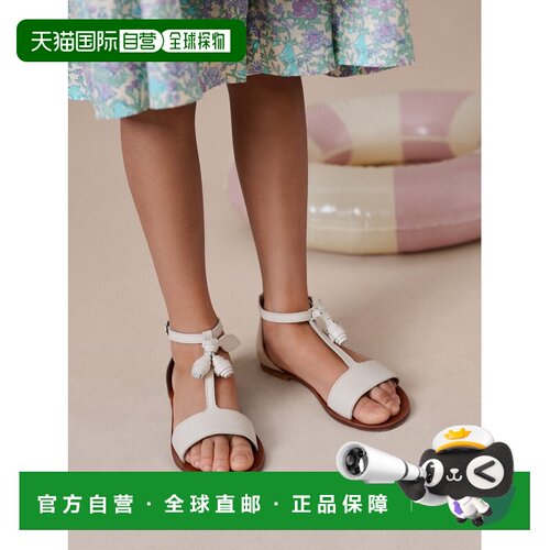 欧洲直邮Bonpoint小樱桃 Elmas女童奶白色皮革凉鞋