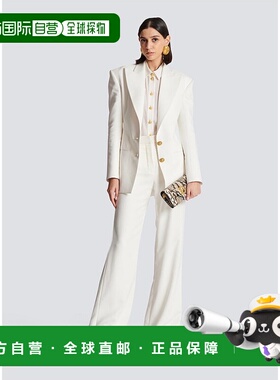 香港直邮Balmain 腰带袢带休闲裤 CF1PO105VE17阔腿裤西装裤