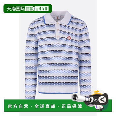 香港直邮Casablanca 男士 褶裥缝线长袖针织Polo衫 MSP26KW133401