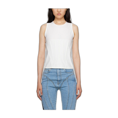 香港直邮Mugler 圆领压花背心 23S1TO0638H8421014Snow