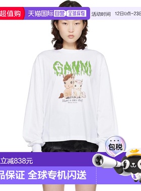 1h可退 香港直邮GANNI 甘尼 女士 白色 Basic Cotton Jersey 长袖