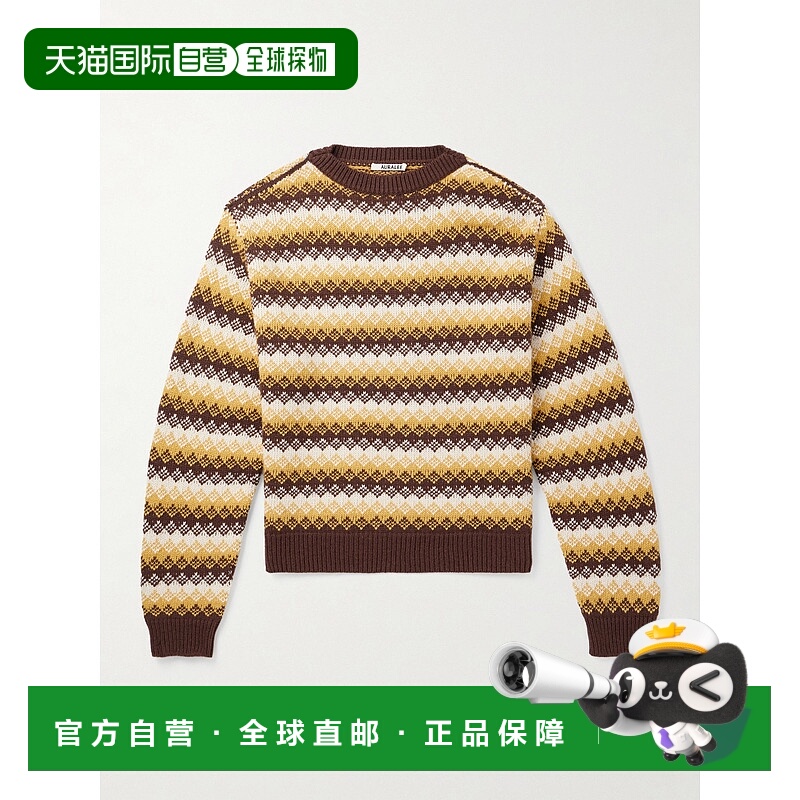 1h可退 香港直邮AURALEE 男士 提花针织羊绒羊毛混纺毛衣 A25AP02