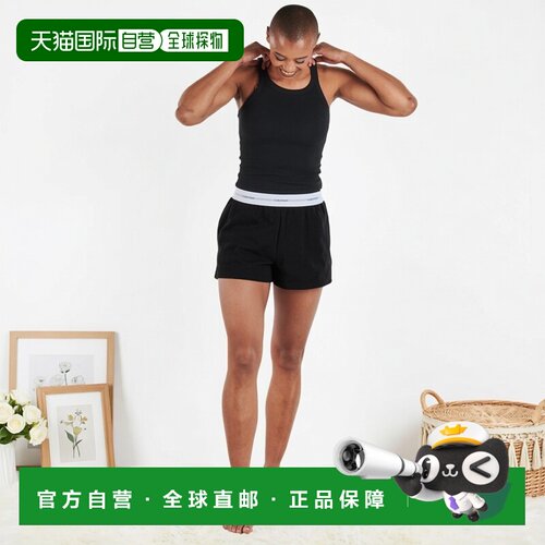 欧洲直邮Calvin Klein Jeans衣服女短裤/百慕大短裤黑色LOGO JERS