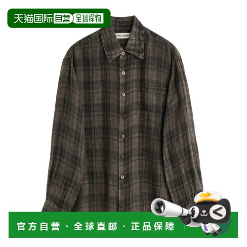 1h可退 香港直邮Our Legacy Penumbra 格纹薄纱衬衫 M2262亚麻