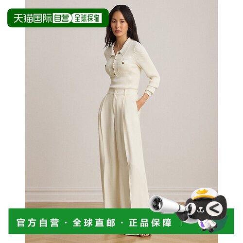 自营欧洲直邮Ralph Lauren拉夫劳伦 女士奶油色乔其纱阔腿裤