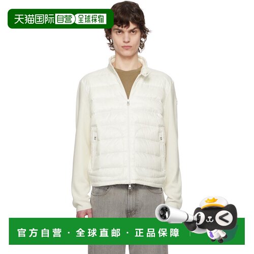 1h可退 香港直邮Moncler 盟可睐 男士 白色 Padded Wool Zip-Up