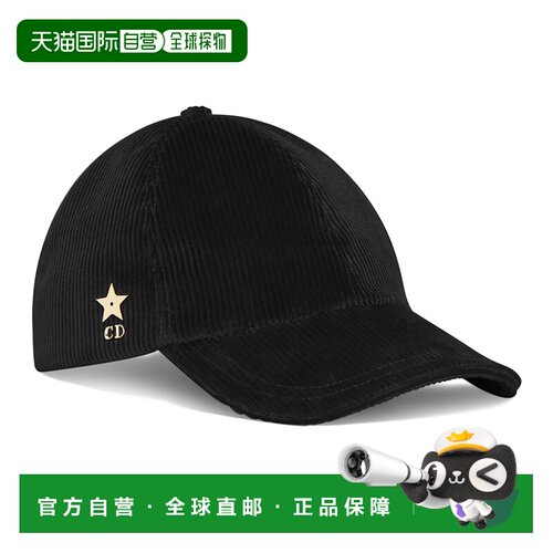 自营1h可退 欧洲直邮DIOR迪奥 D-Player女士黑色灯芯绒CD徽标棒球