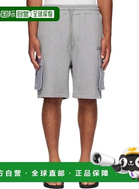 1h可退 香港直邮AMIRI 男士 灰色 Stencil 工装短裤 AMJYSH1045