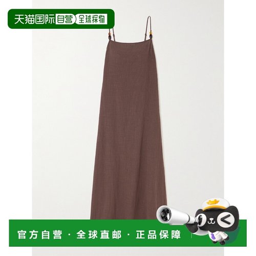 1h可退 香港直邮Staud 女士 Laura 串珠精饰棉/薄纱长款连衣裙 S2