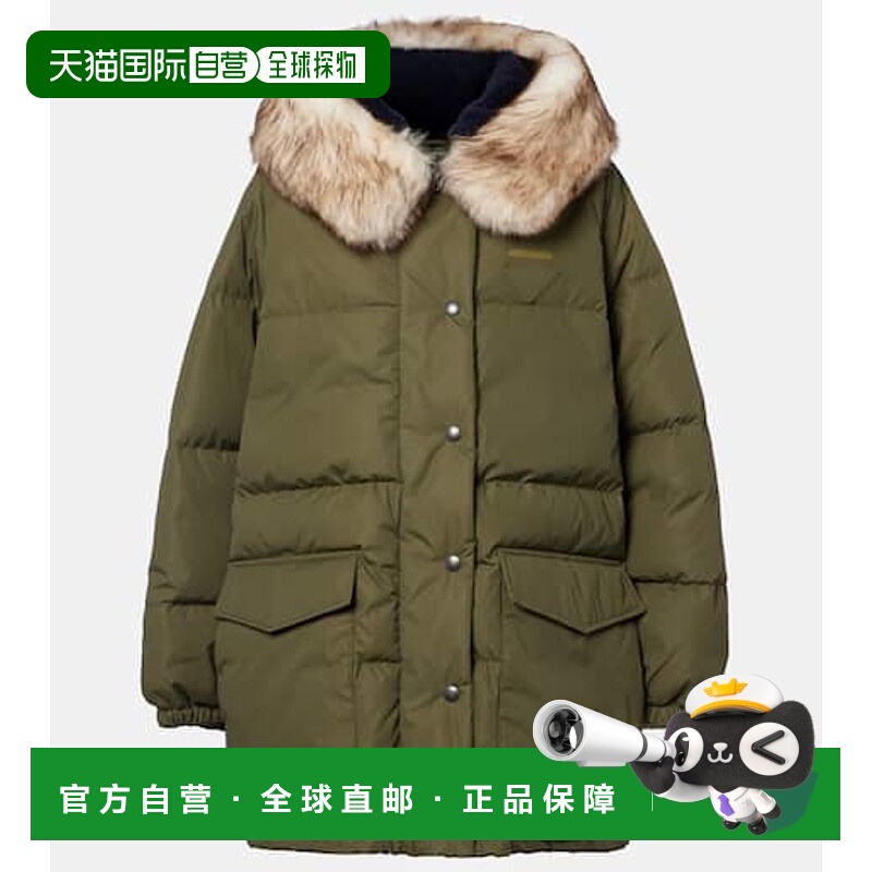 香港直邮Prada 普拉达 女士 皮毛饰边羽绒服 green绿色 舒适时尚