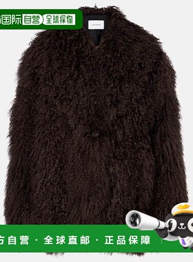 1h可退 香港直邮YVES SALOMON 女士 毛羊皮夹克 brown棕色 舒适时