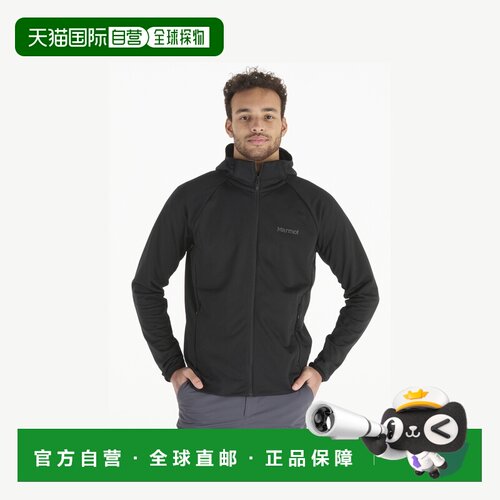 自营欧洲直邮Marmot土拨鼠 Leconte男士黑色再生聚酯纤维抓绒连帽