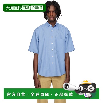 1h可退 香港直邮AURALEE 男士 蓝色 Washed Finx Twill 衬衫 A25S