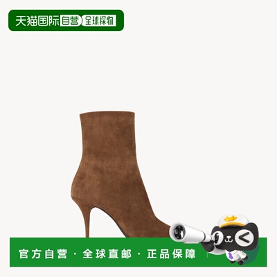 自营欧洲直邮YSL圣罗兰 ASHLEY系列女士深哈瓦那色小牛皮尖头靴子