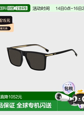 自营欧洲直邮Hugo Boss 男士黑色醋酸纤维金色细节太阳镜配饰