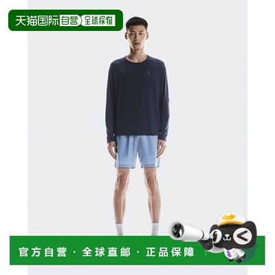 自营欧洲直邮On昂跑Performance男士海军蓝/黑色再生聚酯长袖T恤